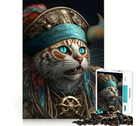 Pirate Cat 1000 Pieces Jigsaw Puzzles for Teenagers Solid Logic Toy Peaceful Fun Precision Cut Amazing Present (38x26cm)