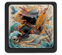 Pirate Cat 3Pack Square Knobs, Black Kitchen Cabinet Knobs, Single Hole Drawer Handle Pulls for Drawer Closet Dresser Cupboard Wardrobe Door