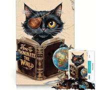 Pirate Cat Domination Plan 1000 Piece Jigsaw Puzzles for Adults Jigsaw Think Toy Home Enjoy Fine Cut Santa Wish Gift (50x75cm)
