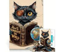 Pirate Cat Domination Plan 1000 Piece Jigsaw Puzzles for Teenagers Jigsaw Recall Build Easy Leisure Neat Cut Santa Wish Gift (38x26cm)
