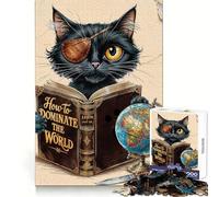 Pirate Cat Domination Plan Teenager Jigsaw Puzzles 1000 Pieces Mind Puzzle Casual Relax Image Assembly Heartfelt Gift (38x52cm)