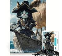 Pirate Cat Fish 1000 Piece Jigsaws for Adults Puzzle Strengthen Memory Warm Time Clean Edge (50x75cm)