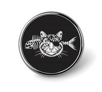 Pirate Cat Fishbone Skull Round Lapel Pin Button Brooch Tie Badge Elegant Hat Clothing Jewelry Accessories