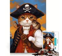 Pirate Cat Jigsaw Puzzles 1000 Piece for Adults Strengthen Recall Leisure Fun Quality Edge Elegant Gift (50x75cm)