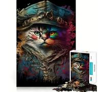 Pirate Cat Painting 1000 Piece Jigsaw Puzzles for Adults Mind Skill Toy Casual Relax Design Assembly Art Collection Piece (50x75cm)