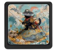 Pirate Cat Pattern 3Pack Square Knobs, Black Kitchen Cabinet Knobs, Single Hole Drawer Handle Pulls for Drawer Closet Dresser Cupboard Wardrobe Door