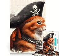 Pirate Cat Portrait 1000 Piece Jigsaw Puzzle for Teenagers Logic Toy Group Play Precision Cut Thoughtful Gift (38x52cm)