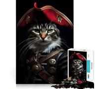 Pirate Cat Portrait 1000 Piece Jigsaw Puzzles for Teenagers Strong Logic Toy Calm Escape Clear Edge Birthday Gift (38x26cm)