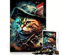 Pirate Cat Portrait 1000 Pieces Jigsaw Puzzles for Adults Mind Puzzle Soft Relax Image Assembly Santa Wish Item (38x26cm)