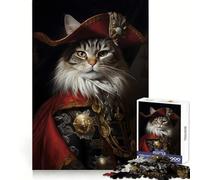 Pirate Cat Portrait Jigsaw Puzzle 1000 Piece for Adults Smart Reason Toy Home Pastime Smooth Edge Art Collectible (50x75cm)