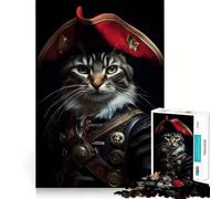 Pirate Cat Portrait Jigsaw Puzzles for Adults 1000 Pieces Clear Logic Toy Quiet Hobby Perfect Cut Stylish Gift (38x52cm)