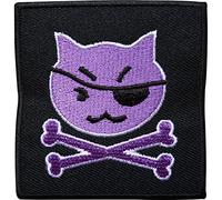 Pirate Cat Skull Bones Embroidered Iron/Sew On Patch Clothes Badge Transfer