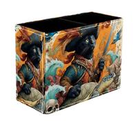 Pirate Cat Stand Pencil Holder Pen Cup Pot Pouch Decorative Makeup Brush Storage Rectangle Home Organization Gifts, 5.9x4.3x2.7 in