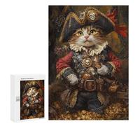 Pirate Cat Treasure Chest-22 Puzzle 1000 Teile Schwer Puzzle Spielzeug Lernspiel Impossible Herausforderungsspielzeug Für Erwachsene Kinder 300 PCS