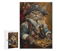 Pirate Cat Treasure Chest-30 Puzzle 1000 Teile Schwer Puzzle Spielzeug Lernspiel Impossible Herausforderungsspielzeug Für Erwachsene Kinder 300 PCS