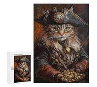 Pirate Cat Treasure Chest-31 Puzzle 1000 Teile Schwer Puzzle Spielzeug Lernspiel Impossible Herausforderungsspielzeug Für Erwachsene Kinder 300 PCS