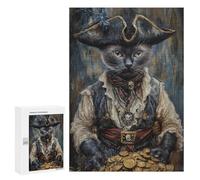 Pirate Cat Treasure Chest-8 Puzzle 1000 Teile Schwer Puzzle Spielzeug Lernspiel Impossible Herausforderungsspielzeug Für Erwachsene Kinder 300 PCS
