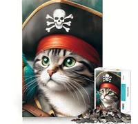 Pirate Cat with Parrot 1000 Piece Jigsaw Puzzle for Teenagers Logic Toy Group Play Precision Cut Thoughtful Gift (38x52cm)