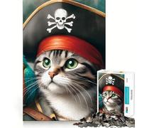 Pirate Cat with Parrot 1000 Piece Jigsaw Puzzles for Adults Teenagers Wise Think Toy Stress Relief Clear Cut (38x26cm)