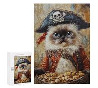 Pirate Cat with Treasure Chest-2 Puzzle 1000 Teile Schwer Puzzle Spielzeug Lernspiel Impossible Herausforderungsspielzeug Für Erwachsene Kinder 300 PCS