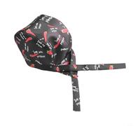 Pirate Chef Hat with Skull Design and Adjustable Ribbon Suitable for Restaurant and Kitchen Use Made of Comfortable Cotton Fabric for Chefs and Cooks (Black and white grid)