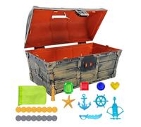 Pirate Chest - Large Storage , Decorative Chest, Role Play Storage Box, Vintage Pirate Suitcase Style, Kids , Robust Resin Chest | Part