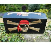 Pirate Chest Treasure Chest Wooden Storage Box - Large In Black