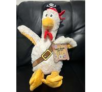 Pirate Chicken Dog Toy - 18" Durable Plush Squeaky Toy with Internal Rope & Crinkle Wings, Soft Interactive Toy for Medium & Large Dogs (White)