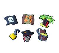 Pirate Clog Charms 6PCS, Pirates Shoe Charms for Kids & Adults, Skull Treasure Chest Hook Palm Tree Party
