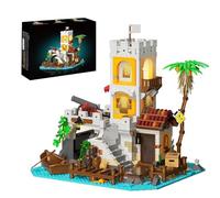 Pirate Coastal Outpost Building Set, Medieval Fort Tower Model Decor Gifts | 1326PCS Architecture Bricks Kit, Seaside Castle Fortress Construction Kit, Pirate Bay Diorama Toy for Collecting & Gifting