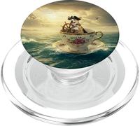 Pirate Corgi Sailing a Giant Teacup Across the Ocean PopSockets PopGrip for MagSafe