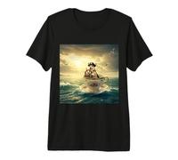 Pirate Corgi Sailing a Giant Teacup Across the Oceans Premium T-Shirt