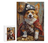 Pirate Corgi Treasure Chest-1 Puzzle 1000 Teile Schwer Puzzle Spielzeug Lernspiel Impossible Herausforderungsspielzeug Für Erwachsene Kinder 300 PCS