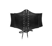 Pirate Corset - Women's Halloween Tie Belt Costume, Wide Elastic Lace-up Underbust Waist Cincher, Retro Steampunk Leather Belt for Cosplay, Theme Party