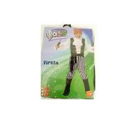Pirate Costume, Black & White, Shirt, Trousers, Boot Covers, Headscarf, Belt - pirate costume fancy dress boys book caribbean captain outfit week