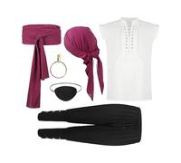 Pirate Costume for Men - Caribbean Pirate for Men, Halloween Party Costume, Pirate Outfit | Dressing Accessories, Cosplay Set for Events, Carnival, Performances, Photo Shoot, Adults, Holiday