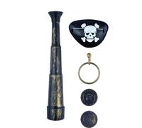 Pirate Costume Halloween Pirates Set With Two Coin A Hoop Earring Eye Patch Telescope Vintage Treasure Cosplay Fancy Captain Dress Theme Party Antique Retro Stage Plays Kid Adults Men Pirate Accessory