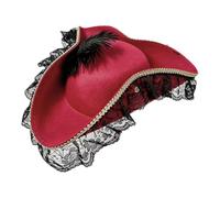Pirate Costume Hat Deluxe Colonial Tricorn Hat Vintage Party Headwear | Pirate Costume Hat Deluxe Colonial Tricorn Hat Vintage Party Headwear with Lace Trimming for Adults