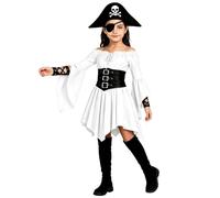 Pirate Costume Kids,Girls White Pirate Dress Ruffle Romper Dress White Pirate Halloween Costume Puff Sleeve Smocked Jumpsuit Overall Elastic Waist Mini Dresses e626