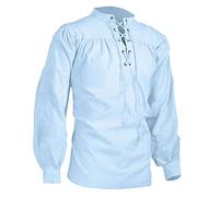 Pirate Costume Men Knight Mens Kilt Corset Men's Medieval Tunic - Shirt Larp Fancy Dress for Halloween Cosplay Kilts Scout Viking Kids 2-Light Blue XL