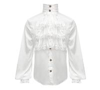 Pirate Costume Men Mens Linen Shirts Hat White Men's Medieval Tunic - Shirt Larp Knight Fancy Dress for Halloween Cosplay Costumes Black Viking White XXL