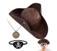 Pirate Costume Set - Pirate Costume Accessories for Halloween - Artificial Leather Realistic Role Play Outfit for Character Challenge Drama Stage Event