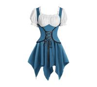 Pirate Costume Women Halloween Cosplay Dress Gothic Medieval Corset Puff Short Sleeve Renaissance Mini Dress Ren Faire Outfit Pirate Costume Women Halloween Cosplay Gothic Medieval Puff Short Corset