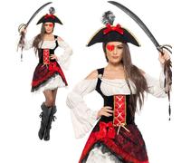 Pirate Costume Womens Ladies Glamorous Wench Female Fancy Dress UK 8-18