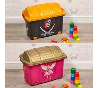 (Pirate Design , 2) Plastic Treasure Box | Multicolored Treasure Storage Container