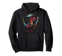 Pirate Dino Raptor Sword Cute Velociraptor Toddler Boys Kids Pullover Hoodie