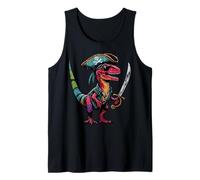 Pirate Dino Raptor Sword Cute Velociraptor Toddler Boys Kids Tank Top
