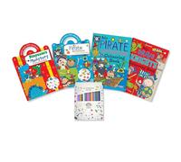 Pirate, Dinosaur, Monsters and Knights Colouring in Books with Pencils or Felt Tip Pens (Pencils)
