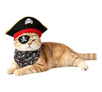 Pirate Dog Costume Funny Pirate Hat Eye Patch Makeup | Cat Costume Party Apparel for Kitten Puppy Pets Halloween Party Stage Performance Festival Holiday Garden Outdoor