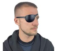 Pirate Eye Patch - Single Retro Fashion Novelty Eye Cover - PU Leather Gothic Eye Mask - Medieval Blindfold Eyepatch With Adjustable Elastic Band - for Adults Children Cosplay (right)